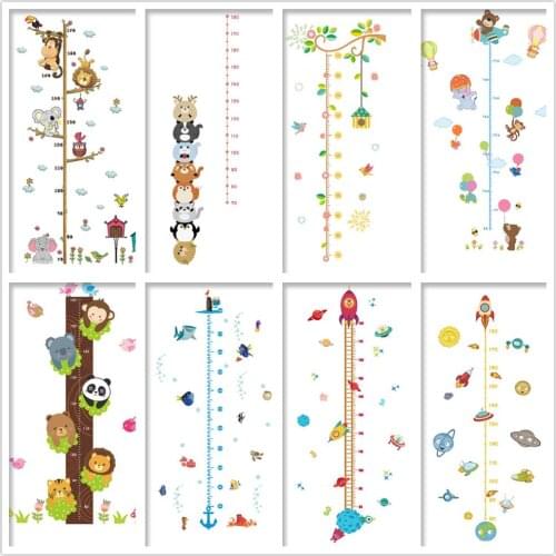 Cartoon Height Measure Wall Sticker for Kids Rooms Child Growth Ruler Stickers Gauge Growth Chart School Decals Nursery Bedroom