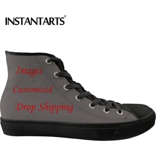 INSTANTARTS Customize the image Printing Mens Canvas Shoes Lace Up Vulcanize Shoes for Man Sneakers Spring High Top Boy Shoes