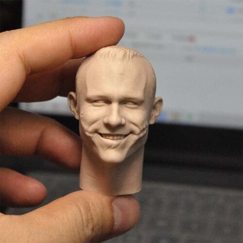 Unpainted 1/6 Heath Ledger Smiling Head Sculpt Carving Model Fit Hair Transplant for Painting Exercise