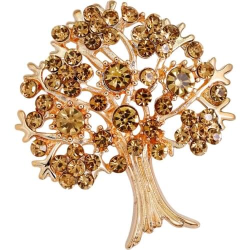 Delicate Sparkling Rhinestone Fruit Flower Stunning Tree Brooch Badge Pin Fashion Jewelry