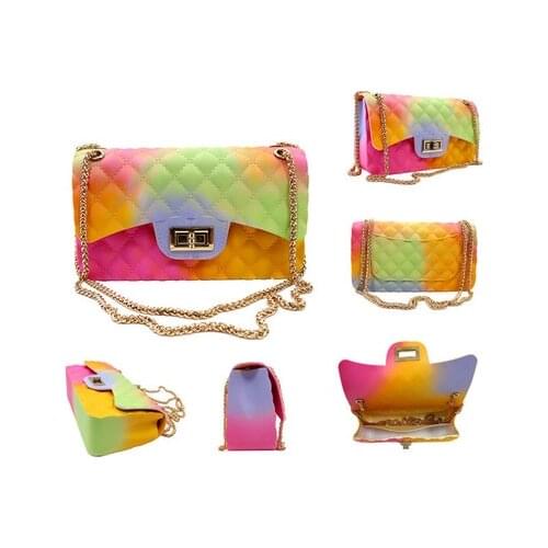 New gradient graffiti color jelly BaoLing chain bag trade small bag shoulder bag shoulder strap bag
