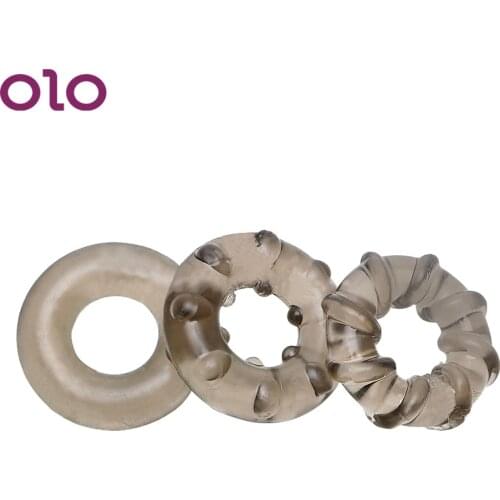 OLO 3 Pieces/set Penis Ring Cock Ring Delay Ejaculation Sex Toys for Men Elastic Penis Enalrgement Extender