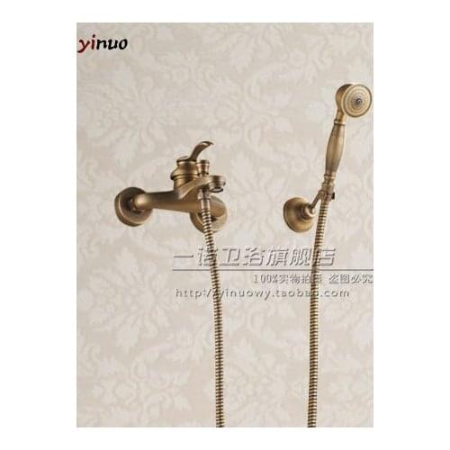 Wholesale And Retail Euro Fashion Antique brass Copper Shower Set Faucet Bathroom Mixer Faucet Tap Hot Sale