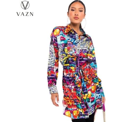 VAZN 2021 INS Fancy Joker Floral V-neck Holiday Full Sleeve Elegant Mini Dresses Sexy Club Birthday Women Elegant Fashion Dress