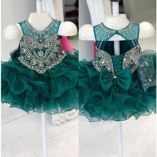 Cupcake Little Girls Pageant Dresses 2019 Hunter Glitz Pageant Gowns for Toddler Infant Baby Girls Real Pictures