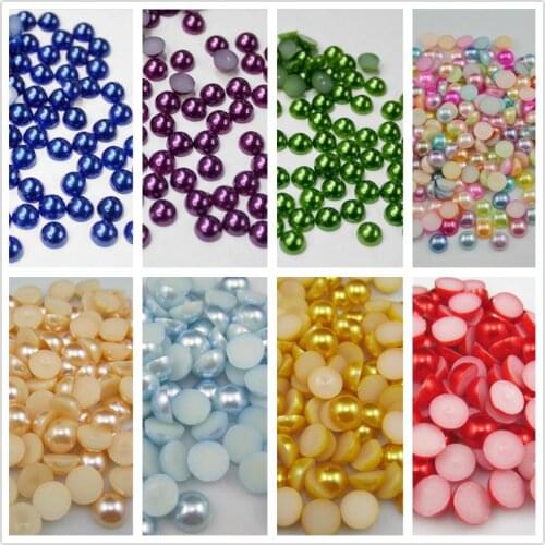 Many Colors 3mm 4mm 5mm 6mm 7mm 8mm 10mm Craft ABS Imitation Pearl Half Round Flatback Scrapbook Beads DIY Jewelry Making