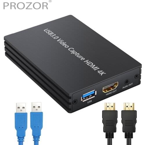 PROZOR 1080P HD Capture Card HDMI-compatible to USB3.0 Video Capture Dongle With Loop-out Microphone In Audio Output For Youtube