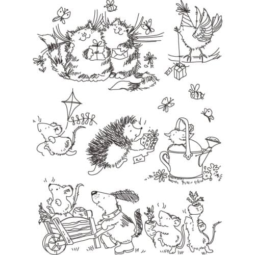 Critter Fun Transparent Clear Silicone Stamps for DIY Scrapbooking/Card Making/Kids Christmas Fun Decoration Supplies HEM42