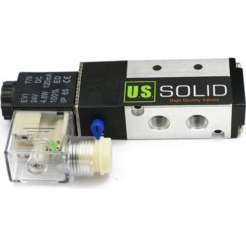 U.S. Solid 1/8" 5 Way 2 Position Pneumatic Electric Air Solenoid Valve DC 24V, Aluminum Alloy Normally Closed