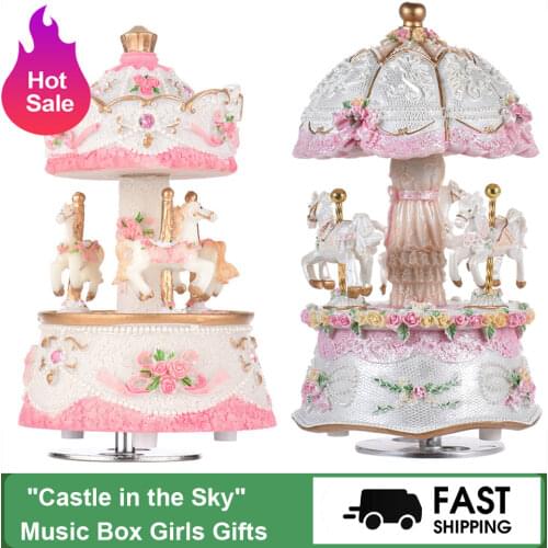 Carousel Music Box Merry-Go-Round Wooden Music Box Toy Child Baby Home Decor Carousel Music Box Artware Gift Home Decor