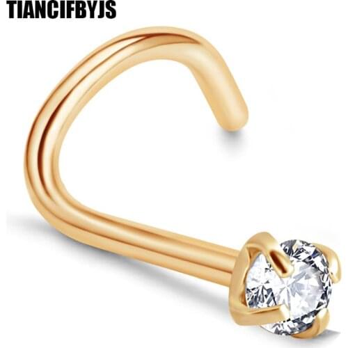 TIANCIFBYJS Silver Gold Nose Screw Stud 20G Stainless Steel Rings Bar Tragus Piercing Ombligo Body Jewellery for Women Men 80pcs