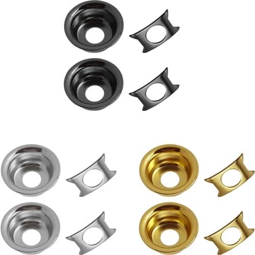 Tooyful 2 Pieces Iron Round Cup Jack Plate Socket Cover Head Cap Retainer Clip for caster Electric Guitar Parts