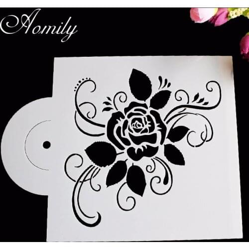 Amoliy Rose Cake Stencils Flower Spray Stencils Powdered Sugar Sieve Stencil Fondant Mold Pattern Printing Pastry Mold Baking
