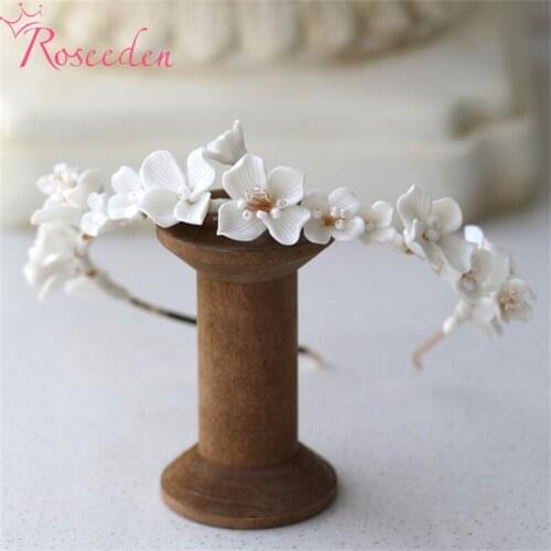 Handmade Wedding Bridesmaids Party Crown Women Hair Jewelry Luxury Pearls Flower Bridal Tiara RE4357