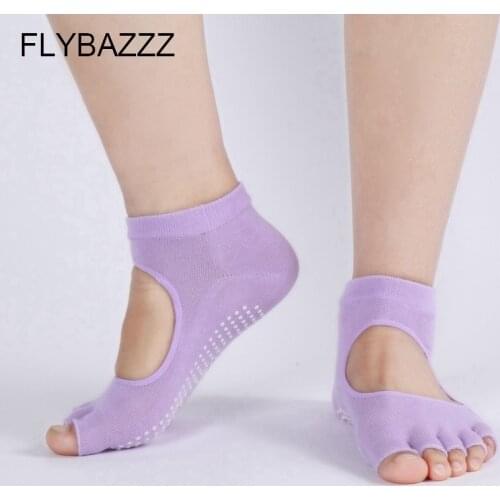 Women Backless Yoga Socks Half Toe Non Slip Ladies Massage Sport Socks Half-fingers Cotton Warm Exercise Running Hose Socks