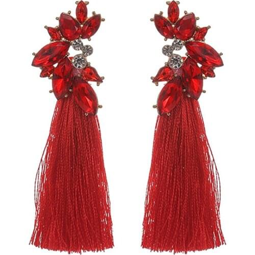ZHINI Brand Ethnic Long Tassel Earrings Women Luxury Full Rhinestone Statement Earring Fashion Handmade christmas Jewelry 2020