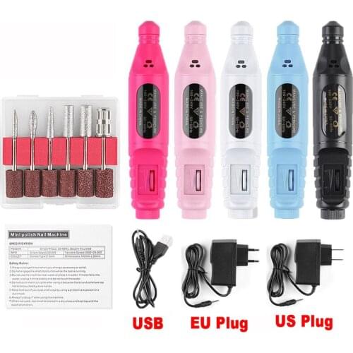 1 Set Electric Nail Drill Machine Usb Charging Manicure Machine Pedicure Drill Set Ceramic Nail File Nail Drill Equipment Tools