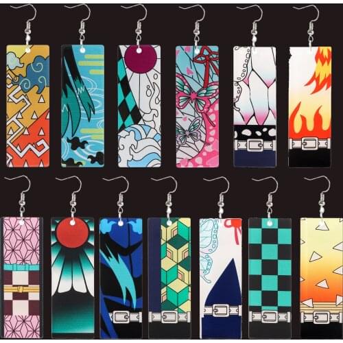 1Pair Women Men Demon Slayer Earrings Fashion Punk Acrylic Pendant Drop Dangle Earrings Jewelry Aretes De Mujer Modernos 2021