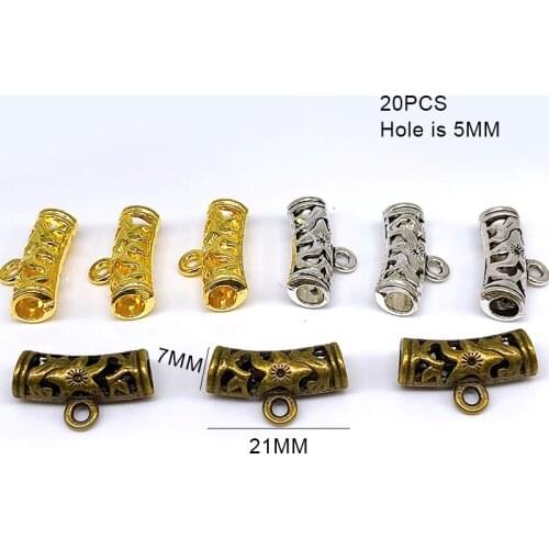 10pcs Tube Loose Beads for Jewelry Making Silver Color Hollow Out European Beads Alloy Pattern Spacer Beads Charm Handmade