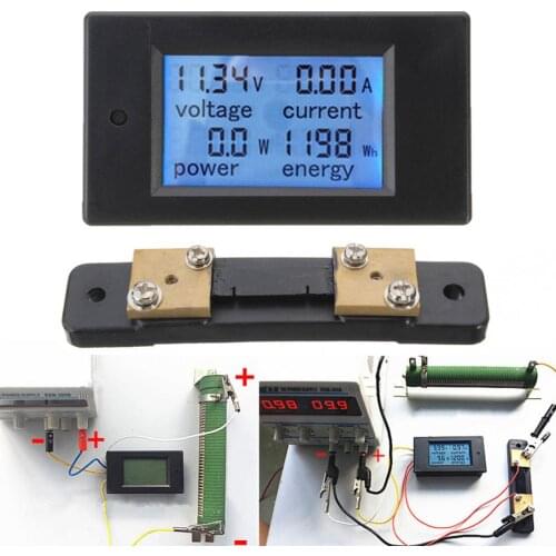 100A DC Digital Multifunction Power Meter Energy Voltage Monitor Module Voltmeter Ammeter with Shunt