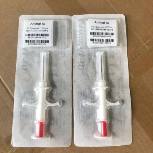 2.12 200PCS FDX-B ISO11784/785 RFID Id Injector Pet Glass Tag Microchip Syringe for animals Pig Cow Cattle Horse Dog Fish chip