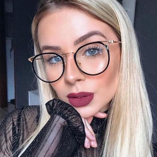 2020 Black Round Glasses Frames for Women Men Trending Cat Eye Eyeglasses TR90 Optical Fashion Computer Blue Light Glasses UV400