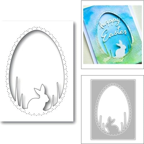 2020 New Rectangle Background and Easter Eggs Sewing Thread Bunny Metal Cutting Dies For Making Card Paper Scrapbooking No Stamp