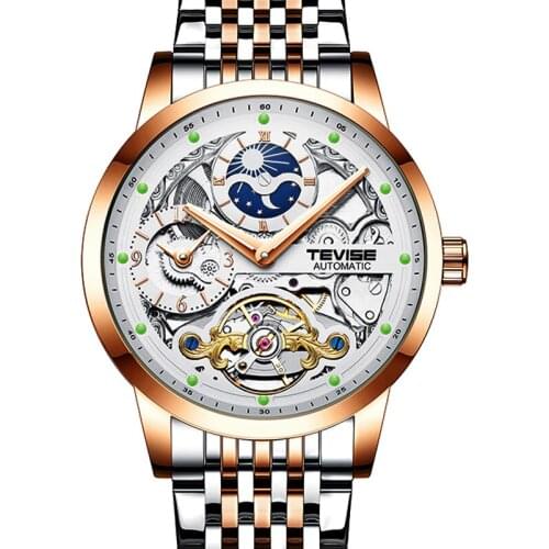 2021 New Skeleton Watches Mechanical Automatic Watch Men Tourbillon Sport Clock Casual Business Moon Wrist Watch Relojes Hombre