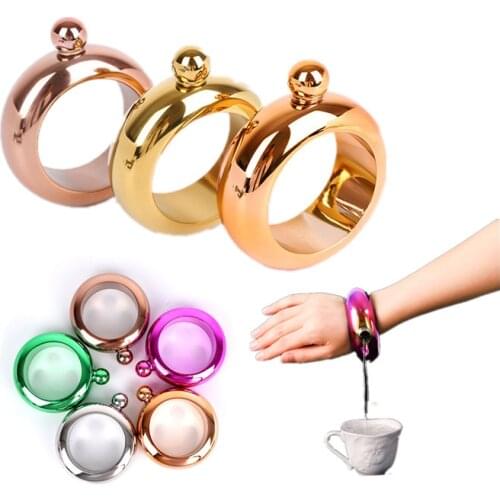 304 Stainless steel Portable Jug Bracelet Hip Flask Bangle Wine Bottle Whiskey Vodka Alcohol Drinkware Bracelet Jewelry Gift