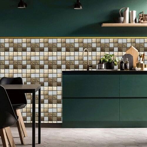 3D Tile Sticker 10-Sheet Peel and Stick Tile Backsplash Adhesive Sticker Wallpaper for Kitchen Bathroom Wall Home Decor