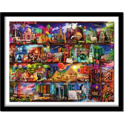 5d diy Diamond Painting Cross Stitch World travel book,Square full Diamond Embroidery 3d Diamond Patterns home decoration