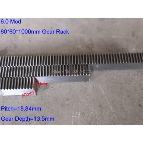 6M 6.0 Mod 60*60*1000 mm Mold Spur Gear Rack Precision CNC Rack Straight teeth Toothed rack