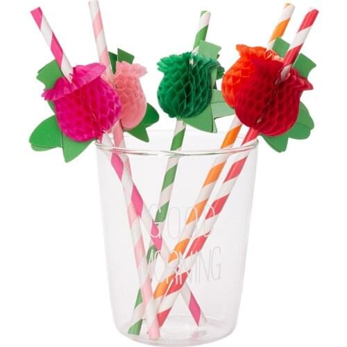 6pcs/lot flower Paper Drinking Straws Baby Shower Birthday Celebration