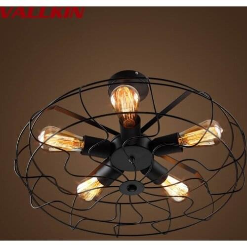 LOFT American Chandeliers Light Industrial Style Personality Restaurant Designer Light Lamp Retro Cafe Electric Fan Ceiling Lamp