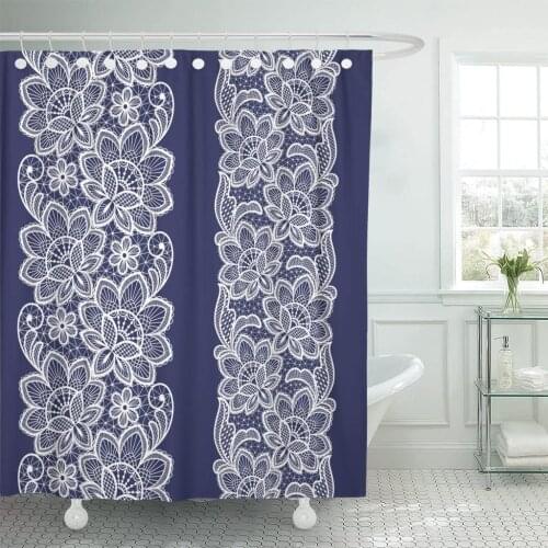 Antique Lace Floral Vintage Doily Birthday Celebration Crafts Crochet Shower Curtain Waterproof Fabric 60 x 72 Inches Set