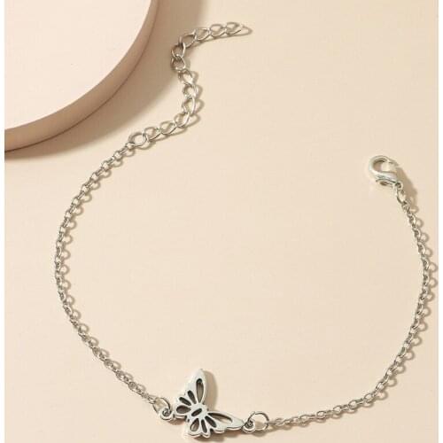 Retro Silver Color Metal Hollow Butterfly Pendant Anklet Link Chain Bracelet on Leg for Women Summer Beach Sandal Foot Jewelry