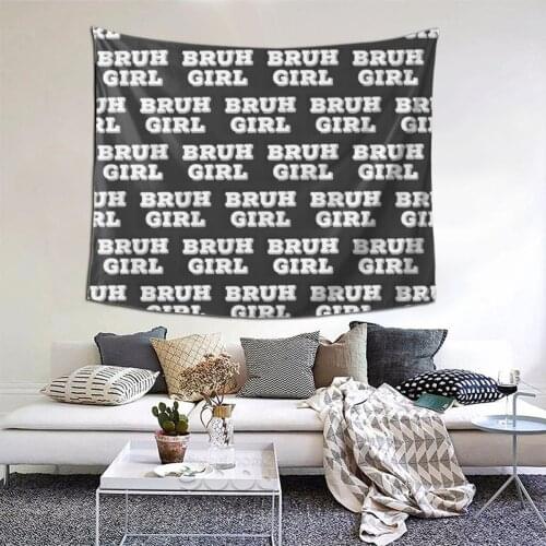 Bruh Girl Tapestry Funny Meme Tapestry Wall Bedspread aesthetic Psychedelic Decor Blanket For Bedroom Dorm