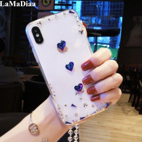 Diamond Love Heart Phone Case For Samsung A3 A5 A7 2017 A9 A8 A6 PLUS A50 A70 A80 Fashion Bling Protection Soft TPU Back Cover