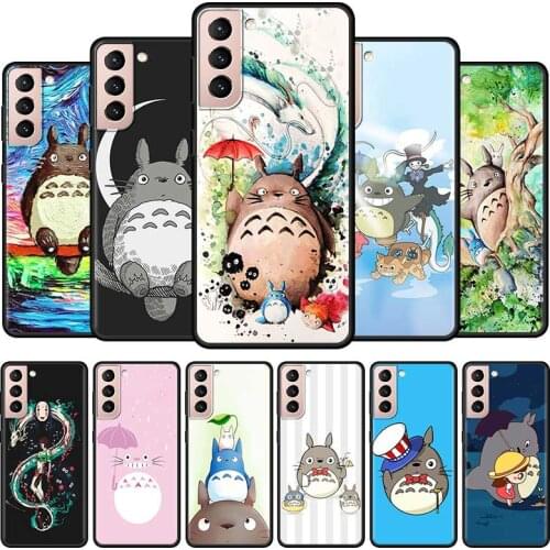 Totoro Ghibli Spirited Mobile Phone Case For Samsung Galaxy S20 FE S21 Ultra 5G S10 Plus S8 S9 S10e Black Soft TPU Cover Coque