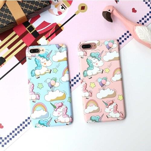 Cartoon Unicorn Phone Case For iPhone 6 s 7 8 Plus case Cute Animal Smooth Touch Hard PC Capa Cover For iPhone X Funda Coque