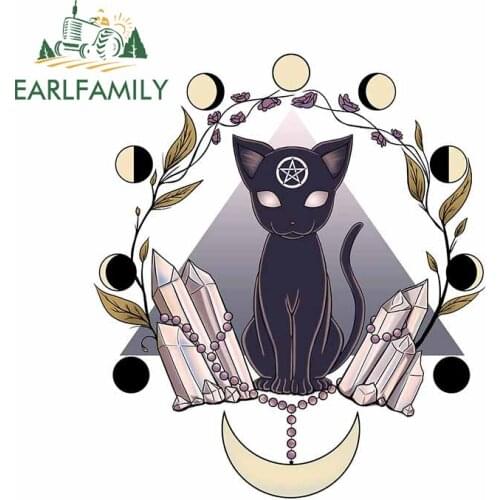 EARLFAMILY 13cm x 11.3cm Black Cat Car Decor Auto Stickers Window Trunk Bumper Decals Waterproof Funny Car Assessoires
