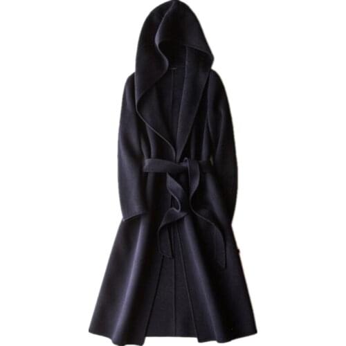 Cashmere Women long coat long sleeve wool slim belted coat outwear women winter autumn trench coats