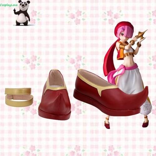 Re: Life In A Different World From Zero Dancer Aladdin Ram Brown Cosplay Shoes Long Boots Leather Custom Made For Halloween