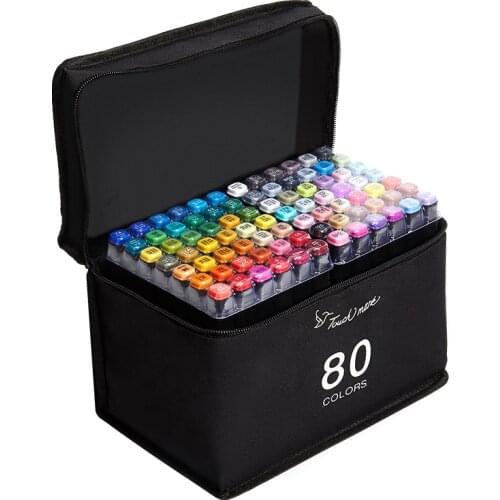 30/40/60/80Color Markers With Pen Holder Set Manga Drawing Markers Pen Alcohol Based Sketch Felt-Tip Twin Brush Pen Art Supplies