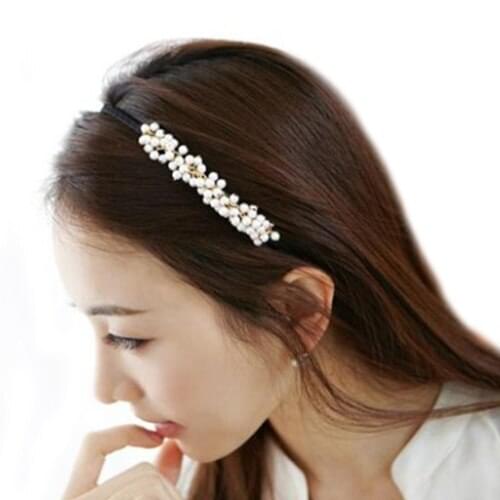 Sweet Women Girl Charm Man-made Pearl Hair Hoop Band Elegant Headband Headwear Hairbands Hairpin