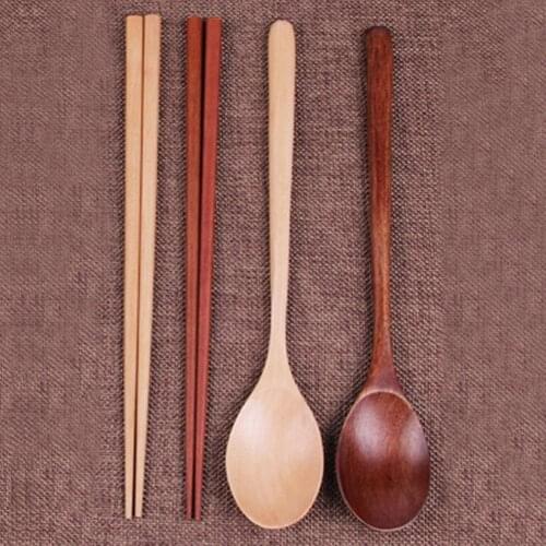 Reusable Bamboo Cutlery Set WoodenCutlery Flatware With Bags/Dinnerware Spoon Fork Chopsticks Portable Dinnerware Set