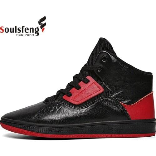 Soulsfeng Men High Tops Shoes Black Sneakers Lightweight Professional Anti Slip Sports Shoes