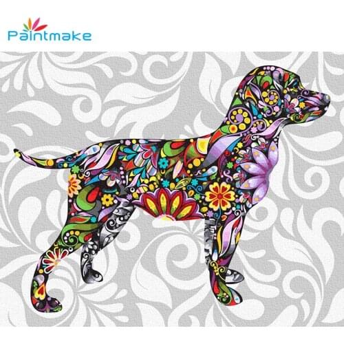 Paintmake Animal DIY Paint By Numbers for Adult Oil Painting On Canvas Color Dog For Home Room Decor Wall Art Picture