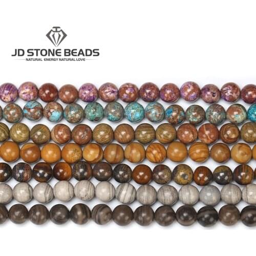 7Colors Natural Wood Stripes Stone Matte Stone Beads Natural Wood Grain Jasper Faceted Stripe Beads For Jewelry Making