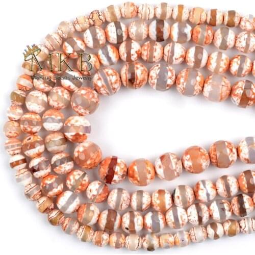Natural Stone Faceted Retro Dzi Agates Beads Tibetan Beads For Jewelry Making Diy Bracelet Necklace Accessories 15" Wholesale